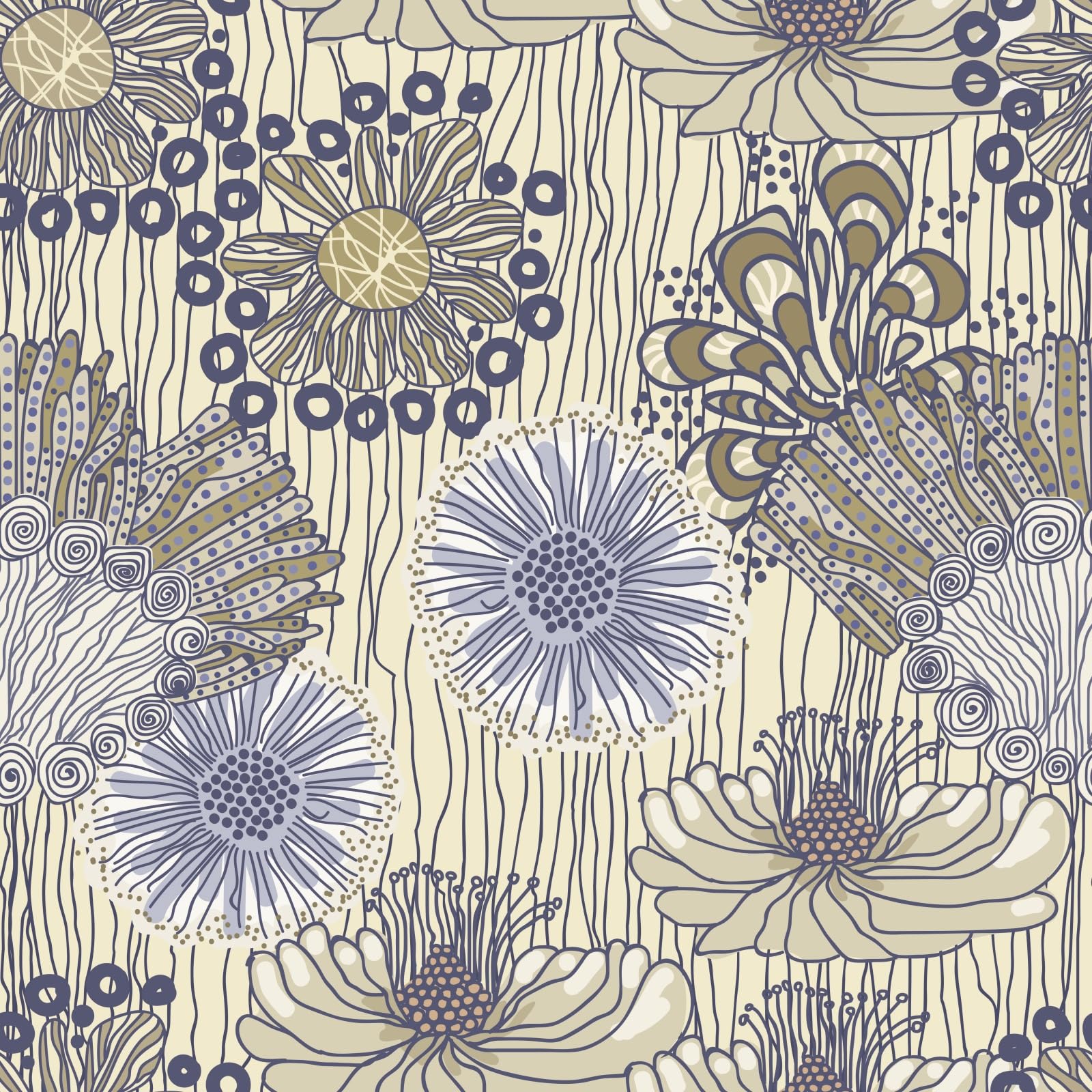 COKCOKR Abstract Floral Peel and Stick Wallpaper,17.71" x 118.1" Removable Waterproof Wallpaper Interwoven Lines and Flowers Contact Paper for Home