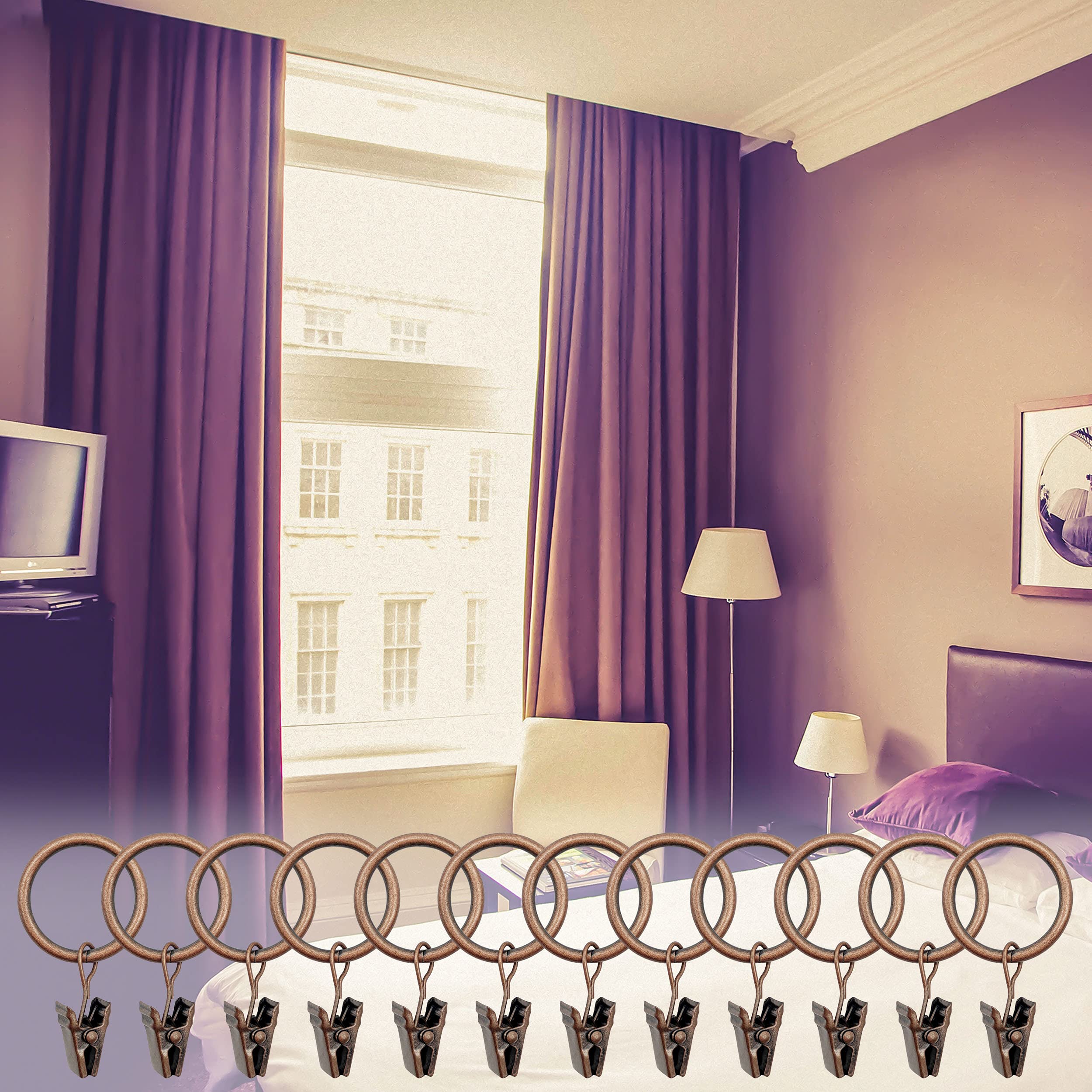 20PCS Gordijnringen Met Clips Bilour Gordijnringen Met Clips Praktisch Metaal Roestbestendig Gordijn Paalringclips Voor Gordijnfoto's Woondecoratie Geschikt tot minder dan 28 mm (1,1 inch) Stang