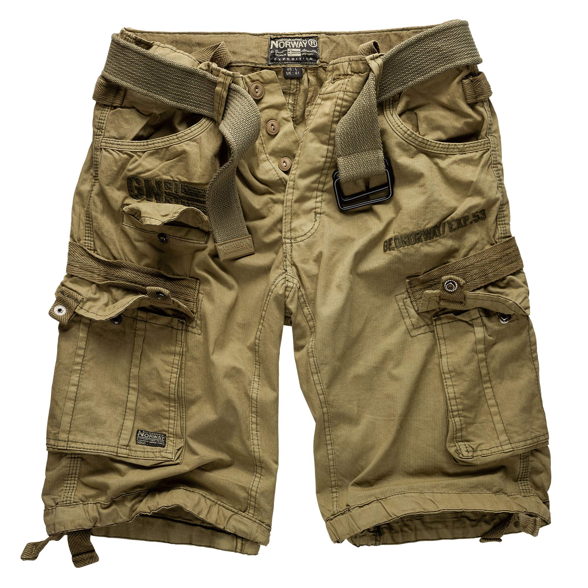 Geographical Norway Short Cargo Bermuda avec Ceinture Short Hunter en lot avec Bandana UD, 3XL