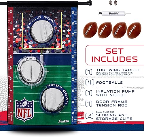 Miniatura 2 de Franklin Sports NFL - Mini juego de tiro de fútbol americano  NFL Door Jam Football Over The Door Target + (4) mini bolas  Juego de lanzamiento de 3