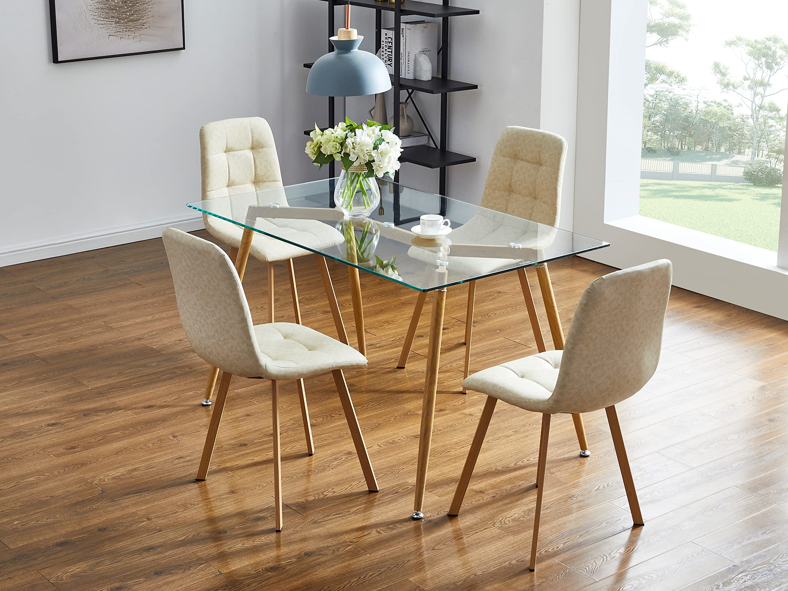 Hanway Dining Table Set for 4- Contemporary Rectangle Dining Table with ...