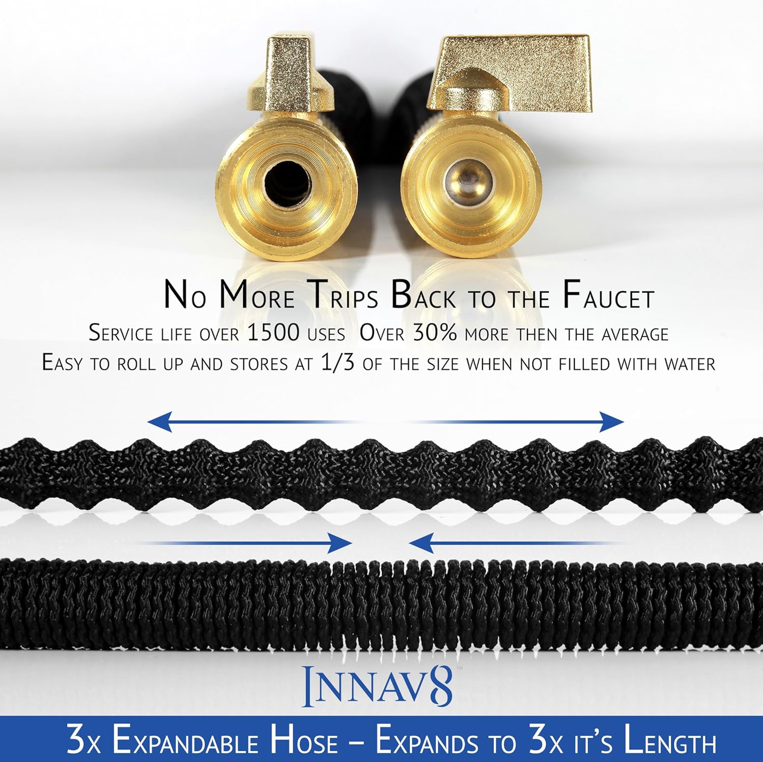 INNAV8 Expandable Garden Hose 25FT - SUPER Latex Core, Lightweight Expandable Hose 25 FT Garden Hose, Brass Shut Off Valve, No-Kink Flexible Garden Hose Expandable Water Hose 25 Ft - Pocket Flex Hose : Patio, Lawn & Garden