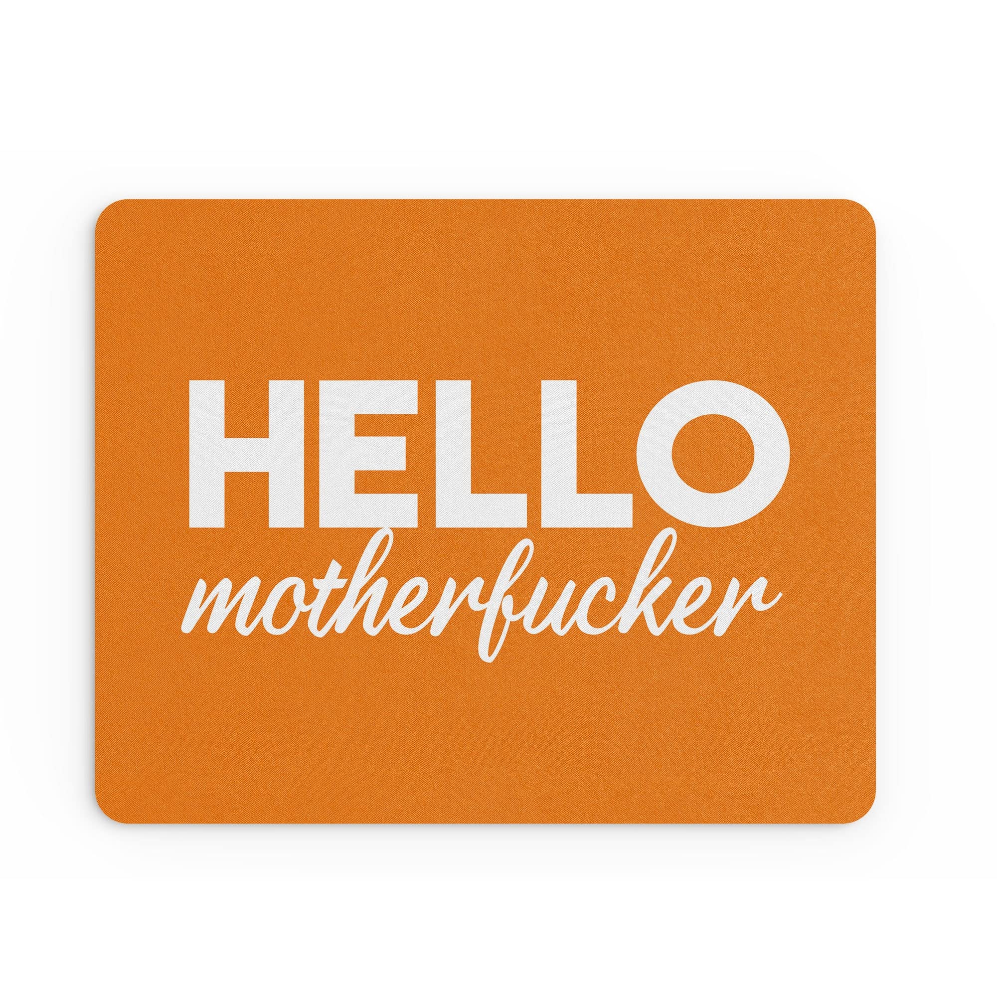 Tongue in Peach Funny Mouse Mat | Office Work Mousepad Desk Accessories Computers Admin Colleague New Job | Hello Motherf*cker | Grumpy Sweary Jokes | MM190