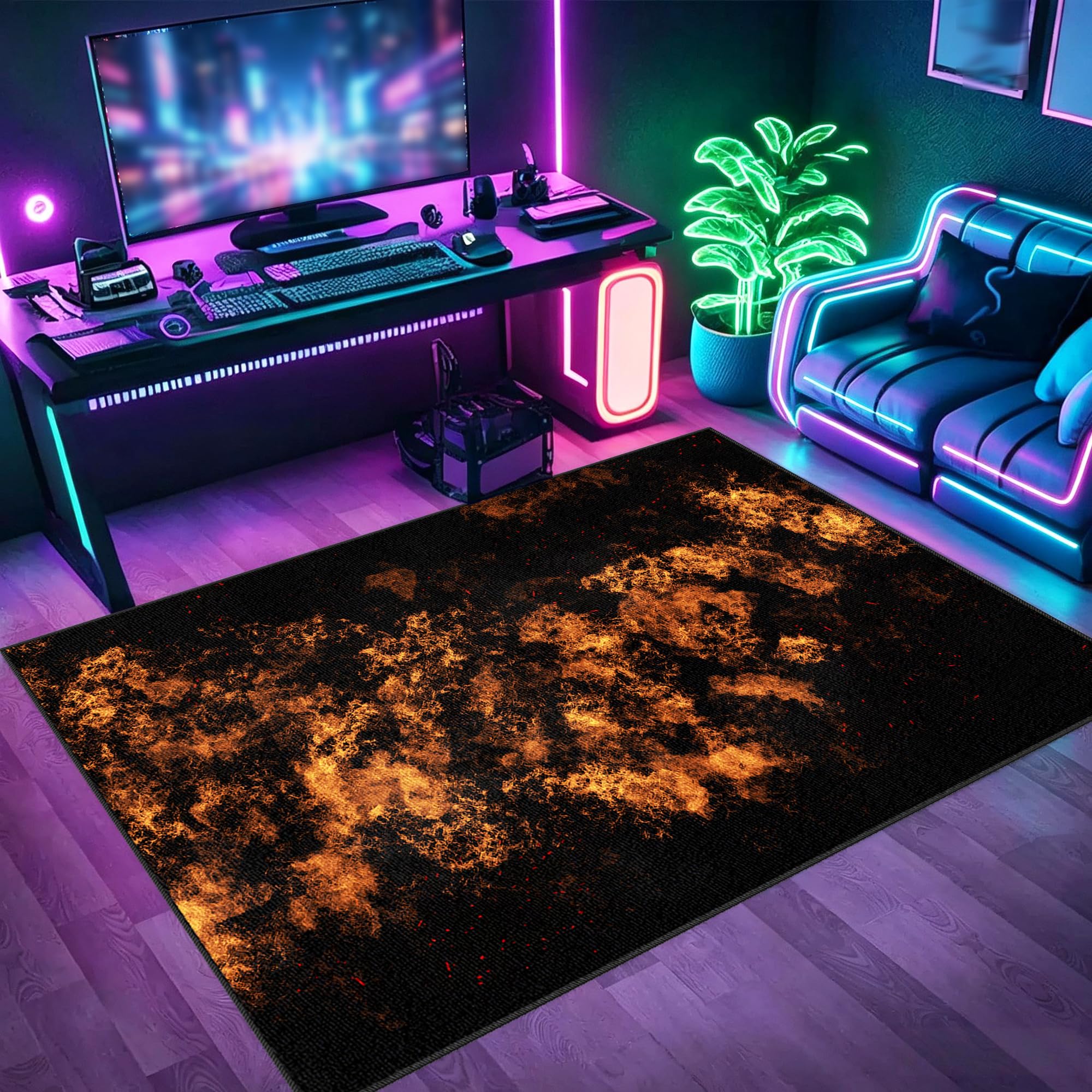 Tapis de protection de sol gaming antidérapant et anti-bruit pour chaise de bureau