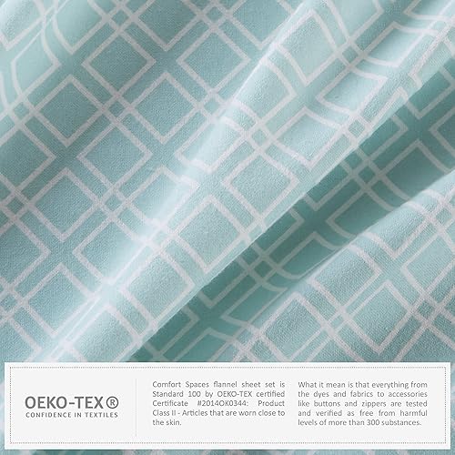 Miniatura 4 de Comfort Spaces - Juego de cama de franela de algodón cálido y transpirable con sábanas de bolsillo profundo y fundas de almohada, tamaño King,