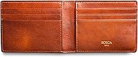 Vista 4 de Bosca Billetera pequeña de cuero plegable para hombre, Ámbar, Colección Dolce - Cartera pequeña plegable