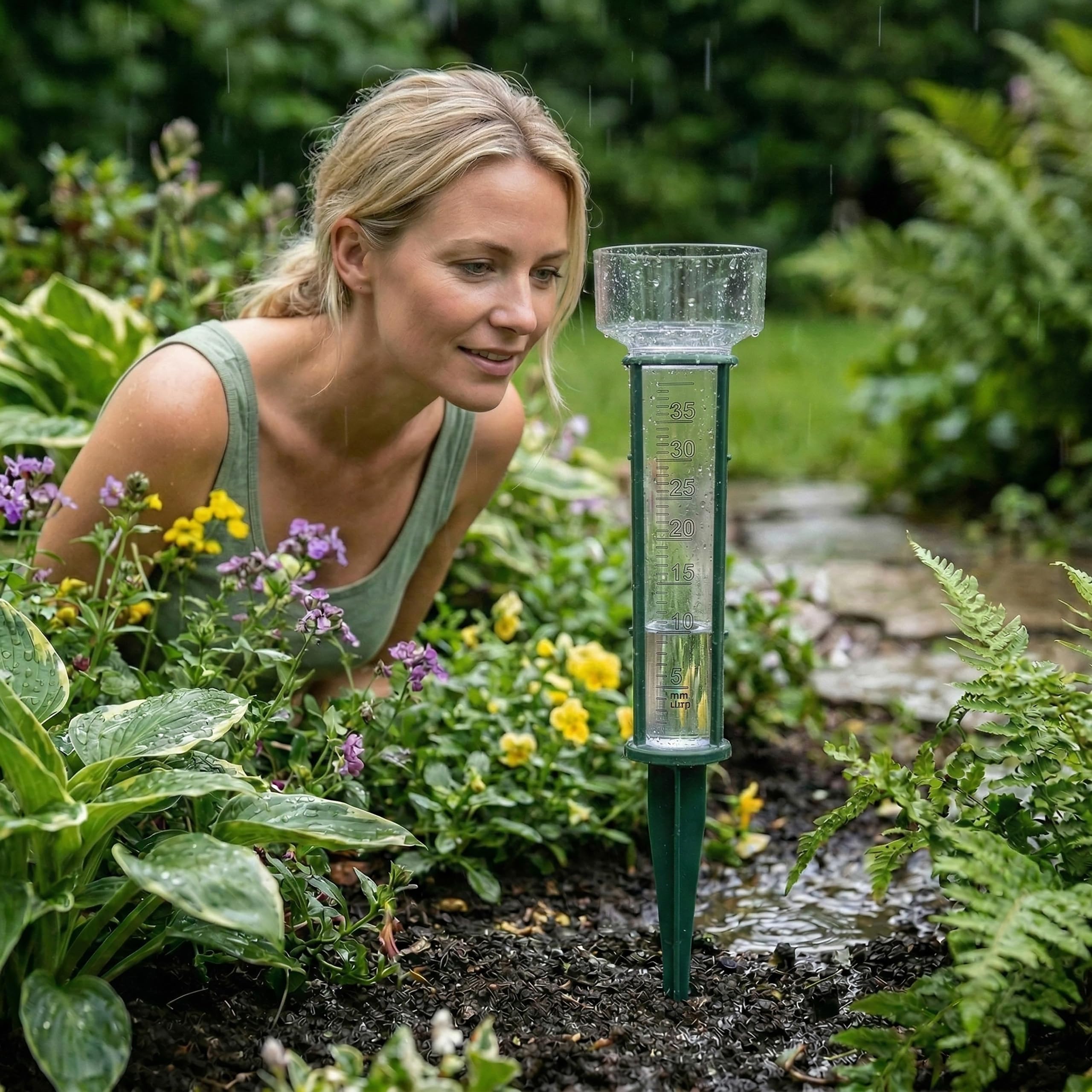 Lantelme Niederschlagsmesser mit Erdspieß Kunststoff | Regenmesser zur Wassermengenmessung im Garten Gewächshaus | Regenwassermesser Gartenstecker - 5