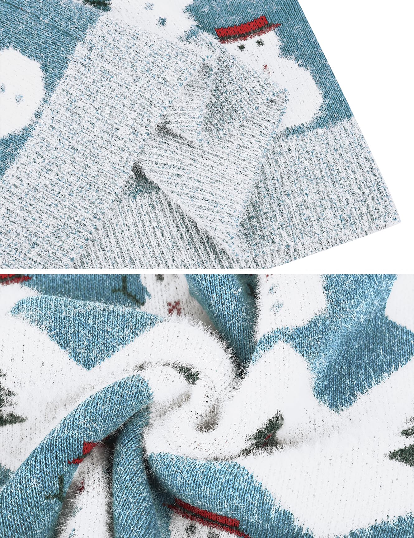 Marvmys Jersey Navideño para Mujer Manga Larga Suéter de Navidad Invierno Ropa de Punto de Reno Monigote de Nieve Cuello Redondo
