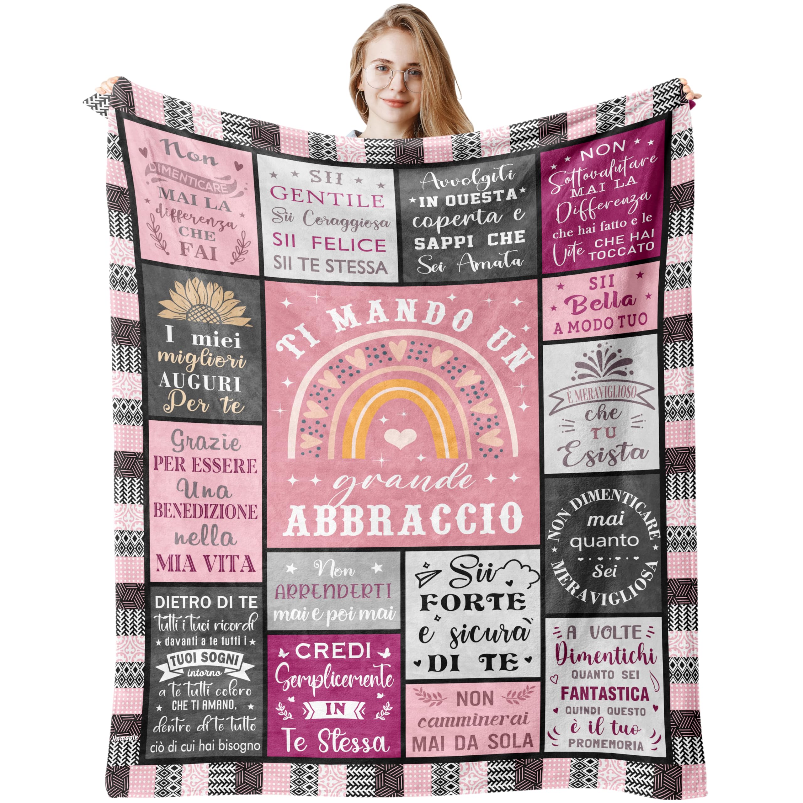 Regalo Migliore Amica - Coperta Abbraccio Flanella Morbida e Calda, Regalo Amica Compleanno, Regalo Amica Speciale Originale, Idea Regalo Donna, Sorella, Fidanzata, Moglie, Mamma, 150x130CM