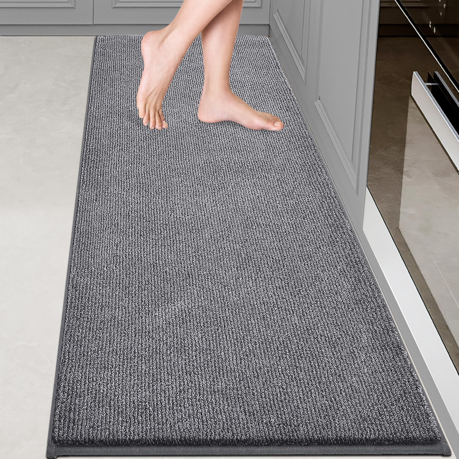 DOMUSTEX Waschbar Teppich Läufer, Eingangsteppich, Schmutzfangmatte Innen, rutschfeste Fussmatte für Küche, Schlafzimmer, Flur