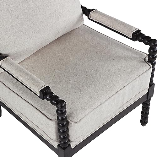 Miniatura 5 de DUHOME Linen Fabric Spindle Accent Chair with Wood Frame,Bobbin Chair with High Resilience Spring Cushion and Armrest Pads, Leisure Armchair for