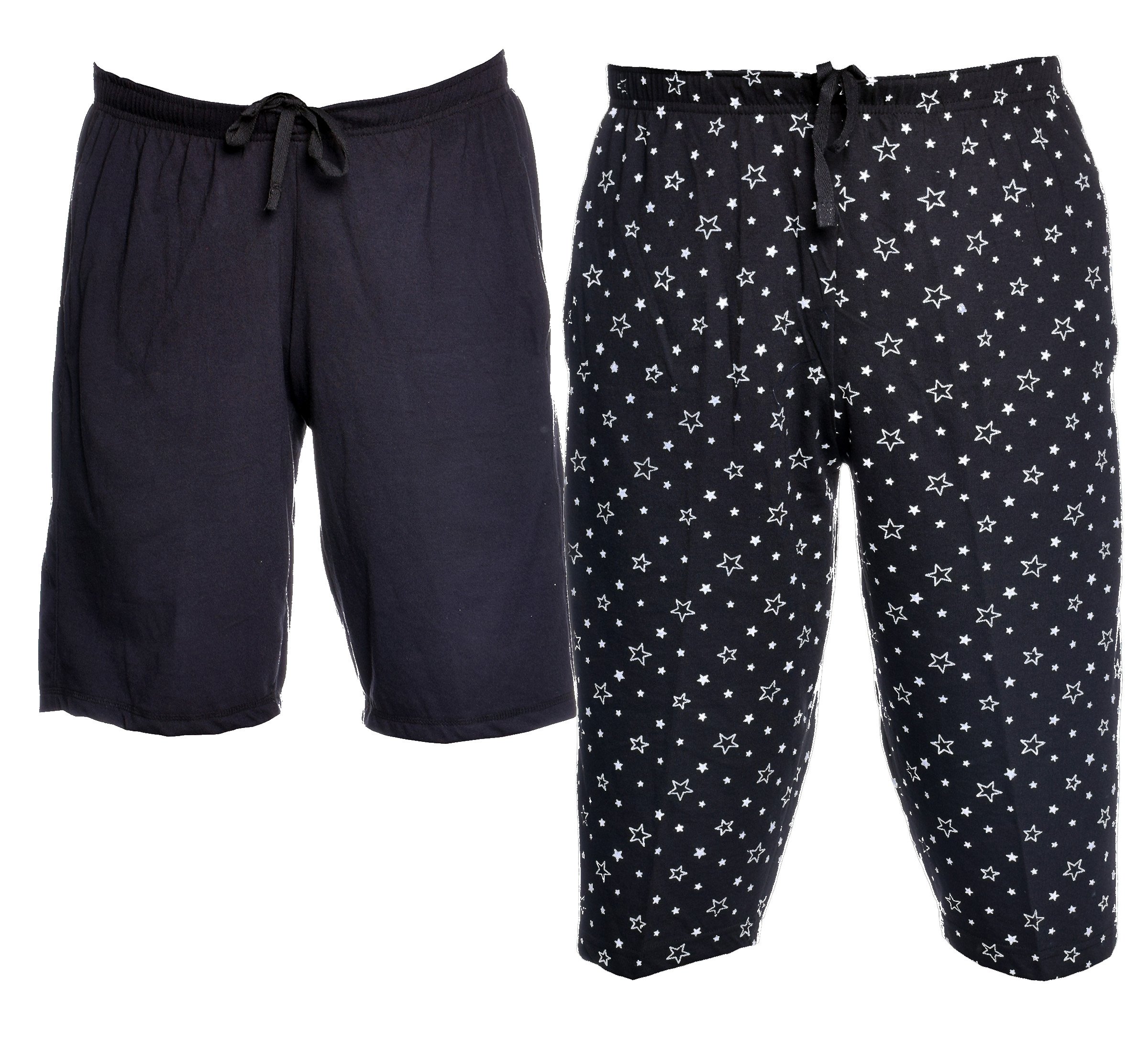 Cotton Blended Shorts and Capri Men (Pack of 2)-D11BLK_D13PRTBLK-P-image-0