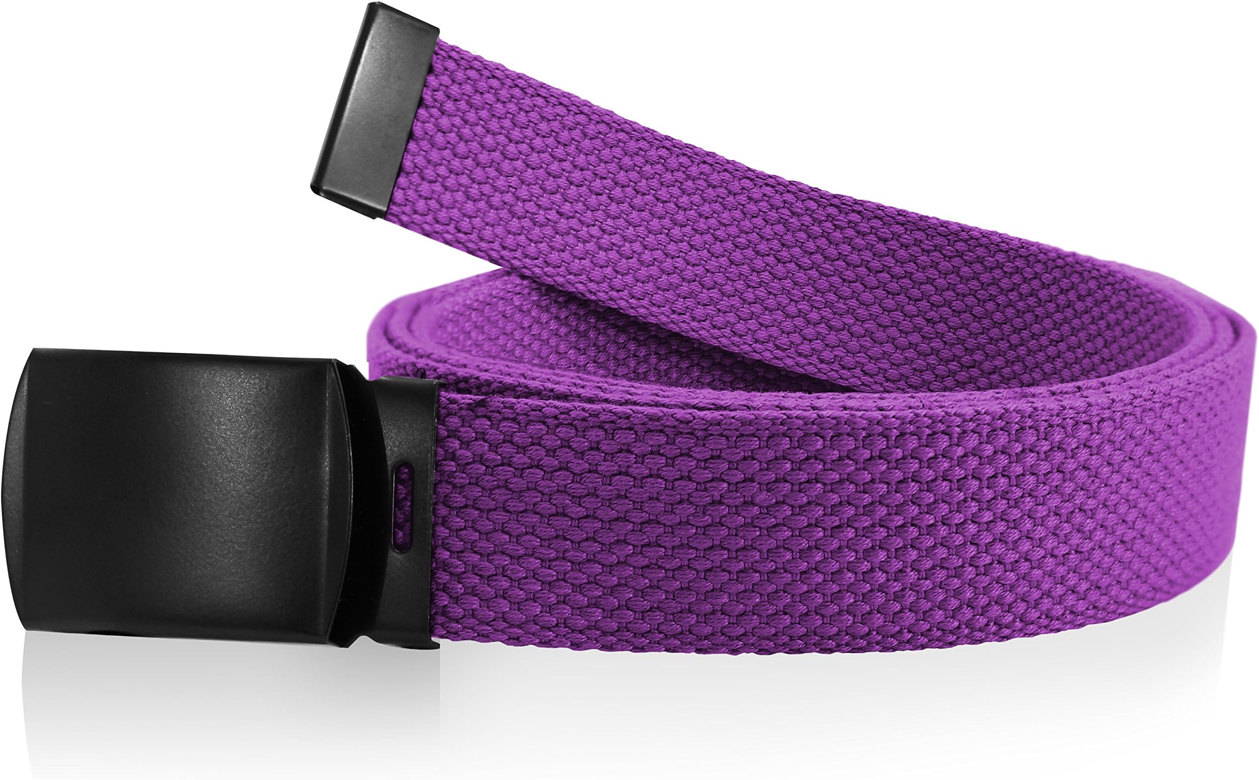 Nice Shades Black One Size Canvas Military Web Belt With Black Slider Buckle. Many Colors Available 56". Purple