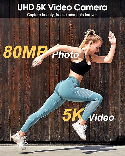 Miniatura 2 de Cámaras digitales True 5K de 80MP para fotografía - Cámara WiFi para videoblogs de 80MP para YouTube con pantalla táctil de 4.0", zoom 18X, tapa de
