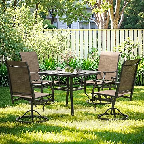 Miniatura 2 de Swivel Rocking Chair Set of 2, 360 Rotating Patio Swivel Chairs with Breathable Fabric All-Weather Heavy Duty Metal Swivel Deck Chair Set for Patio