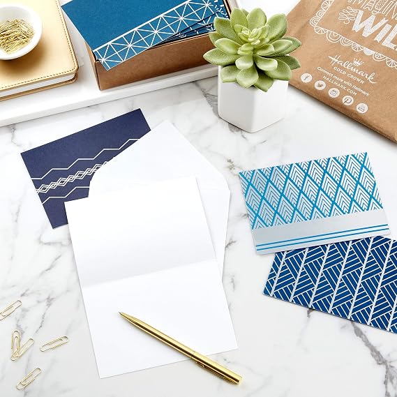 Hallmark Blank card types, geometric silver foil (40 note cards with envelopes)