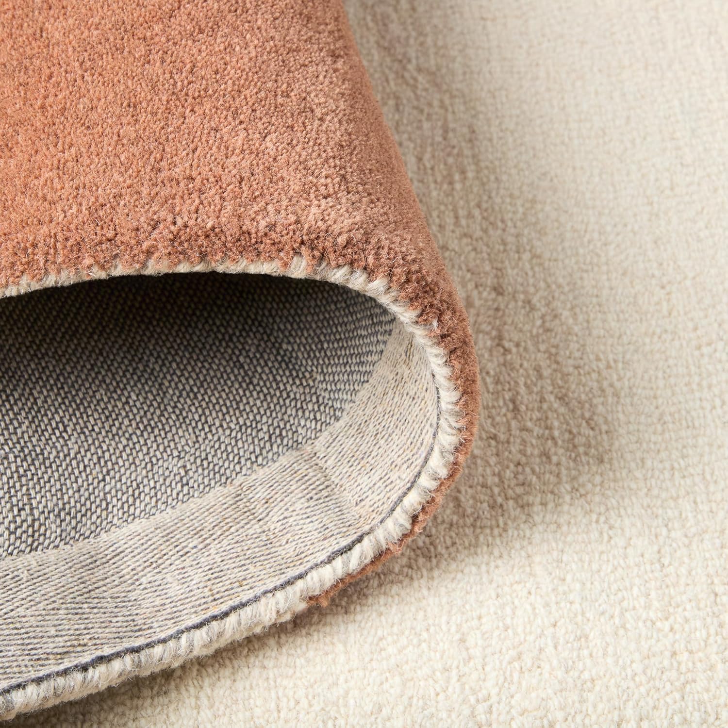 Beige and Rust Abstract Wool and Viscose 5' x 7' Area Rug