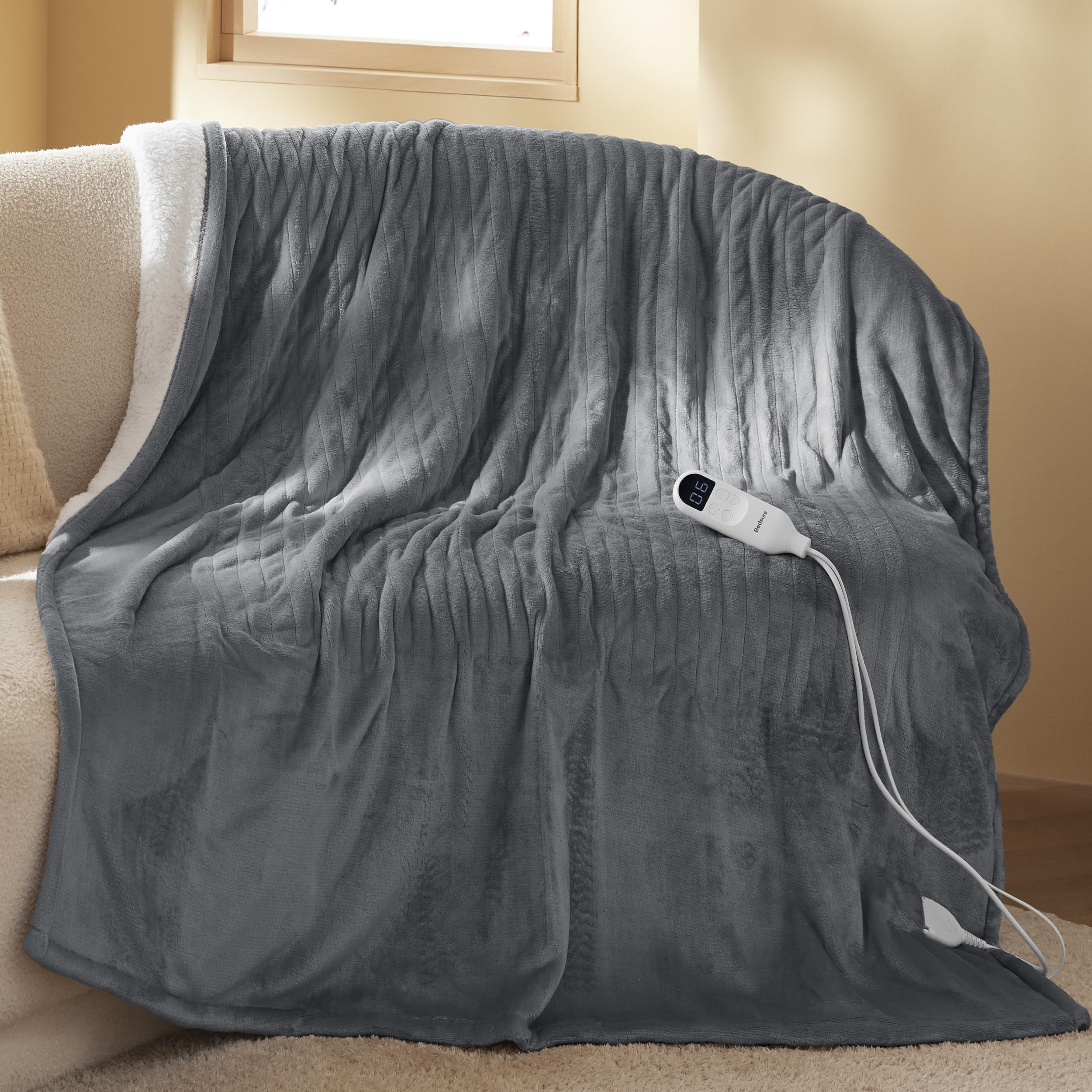 Bedsure Couverture chauffante 130x180 cm, arrêt Automatique, 6 Niveaux de Chaleur, - Guide 360