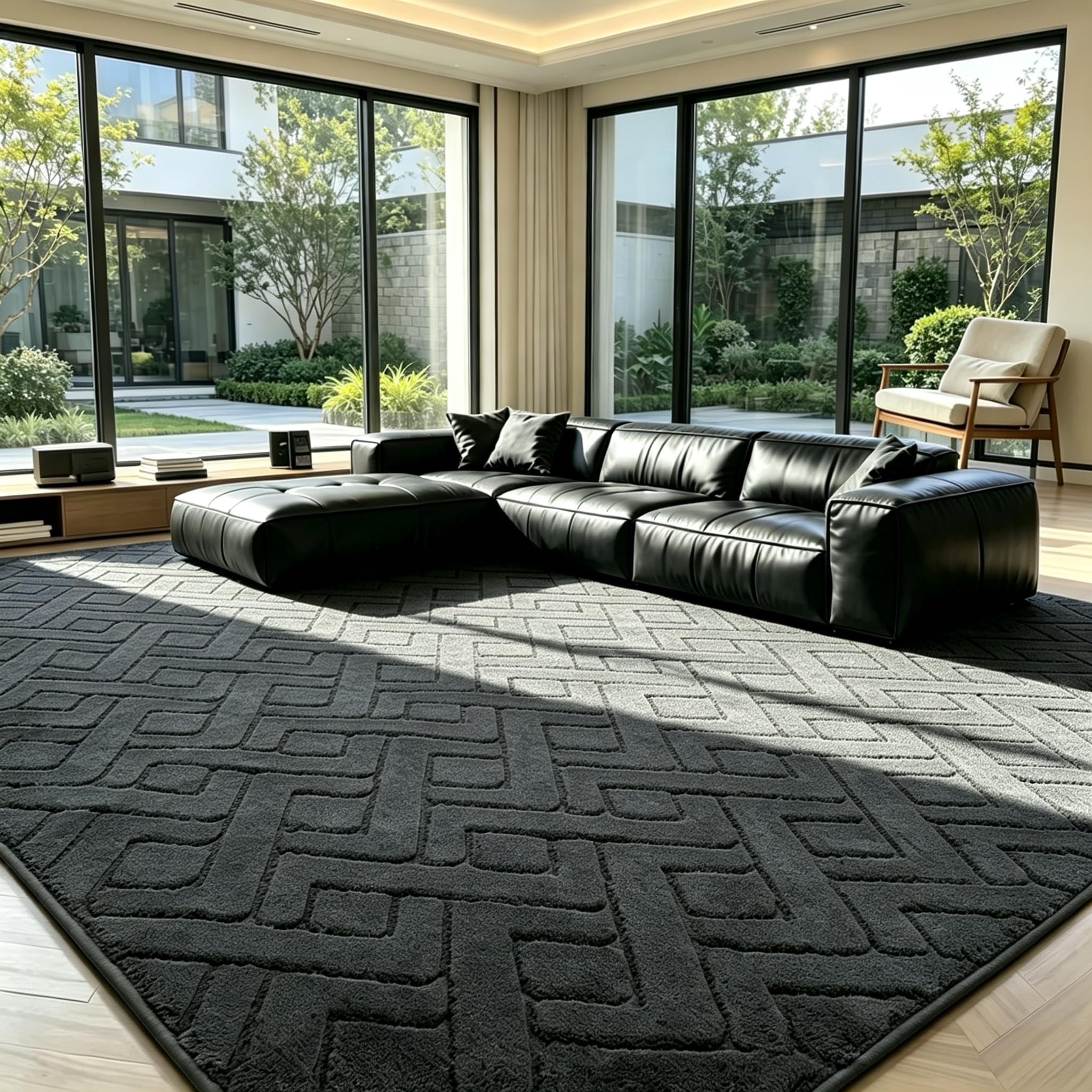 LNZHAO Rugs Living Room 160x230 CM: 3D Diamond Pattern Dark Gray Super Soft Large Rug for Living Room - Machine Washable & Non Slip - Short Pile Carpet for Indoor Bedroom Nursery & Kids Room