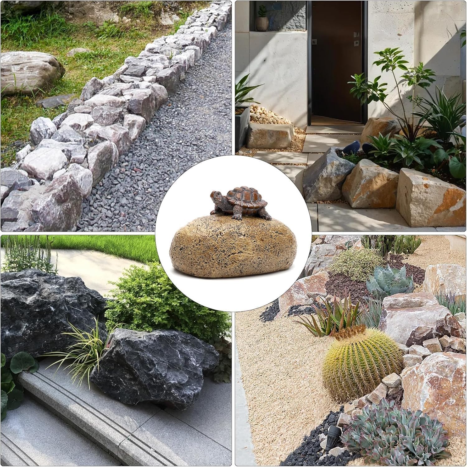 Escondite para Llaves al Aire Libre, Piedra con Compartimento Secreto de Resina, Diseño de Tortuga, Resistente a la Intemperie, Ideal para Exteriores, Jardín, Garaje y Patio