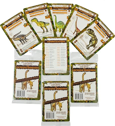 Tarjetas de intercambio de dinosaurios para niños, serie 5, paquete de tres 5 paquetes de dinosaurios saurisquios del Cretácico
