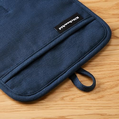 Miniatura 3 de KITCHENAID Gourmet Series Gridlines - Juego de 2 soportes para ollas, resistentes al calor hasta 600 F, agarre de silicona suave, puño magnético,