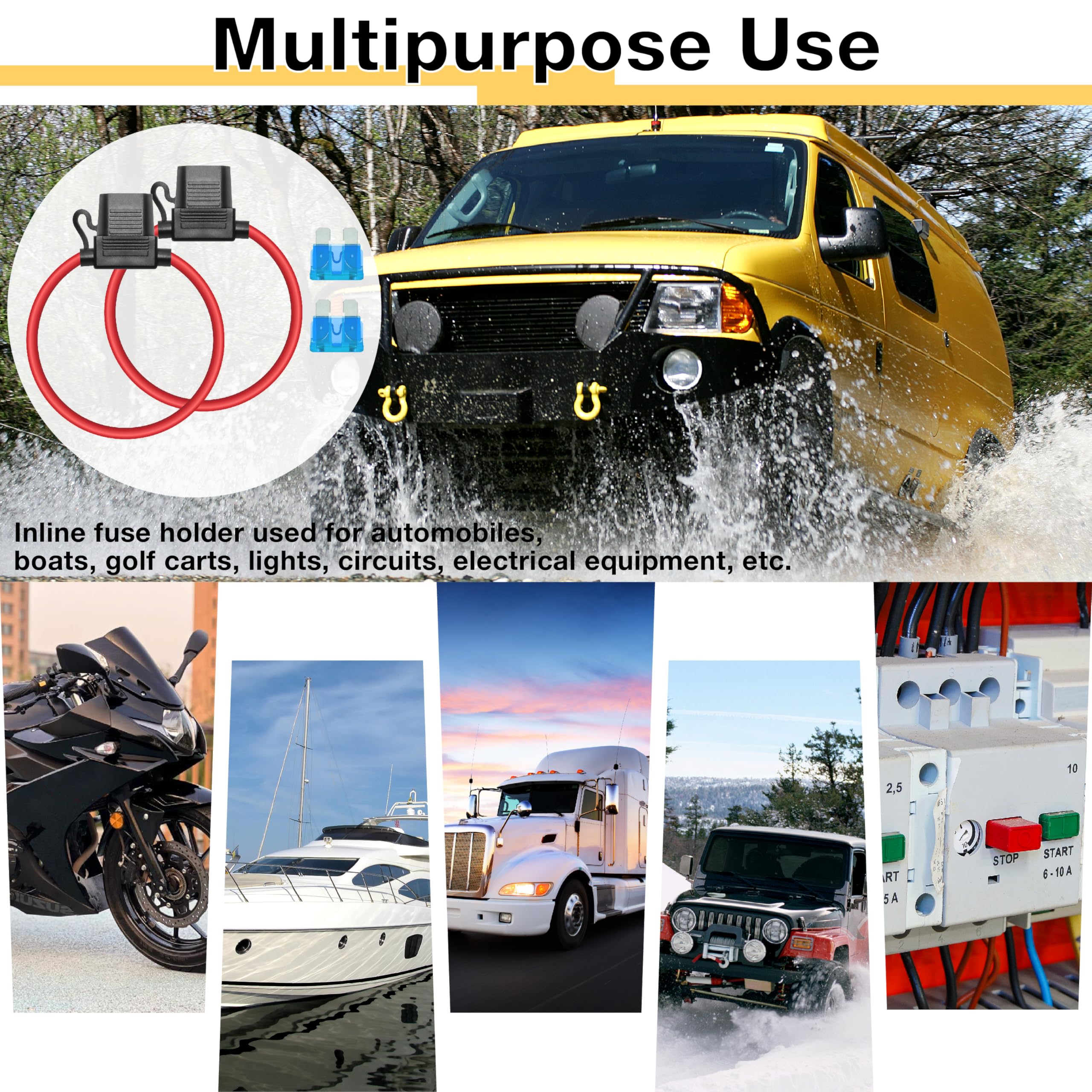 2 PCS Inline Fuse Holders 12V 16 AWG Car Gauge Inline Fuses Waterproof Fuse Holder with 15A ATC — view 6