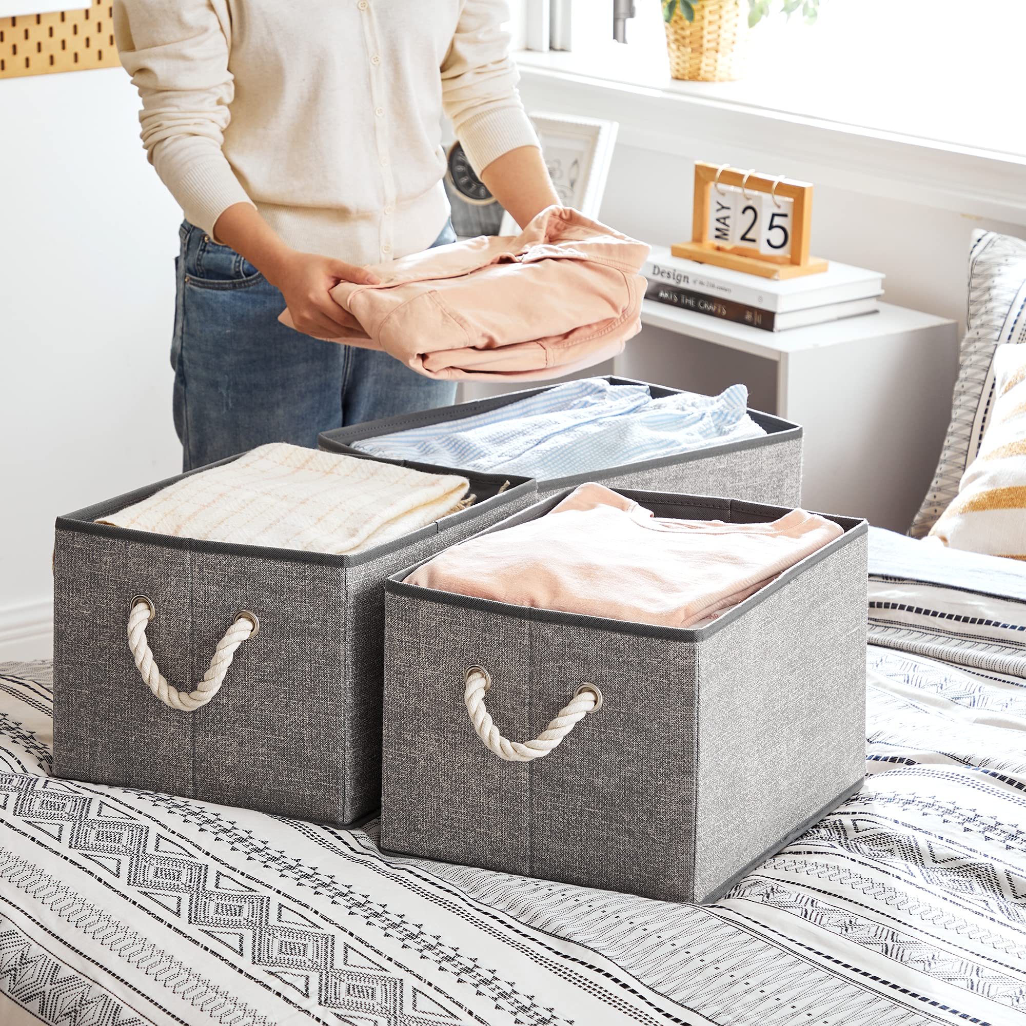 SONGMICS Caja Organizadora Plegable, Juego de 6, 40 x 30 x 25 cm
