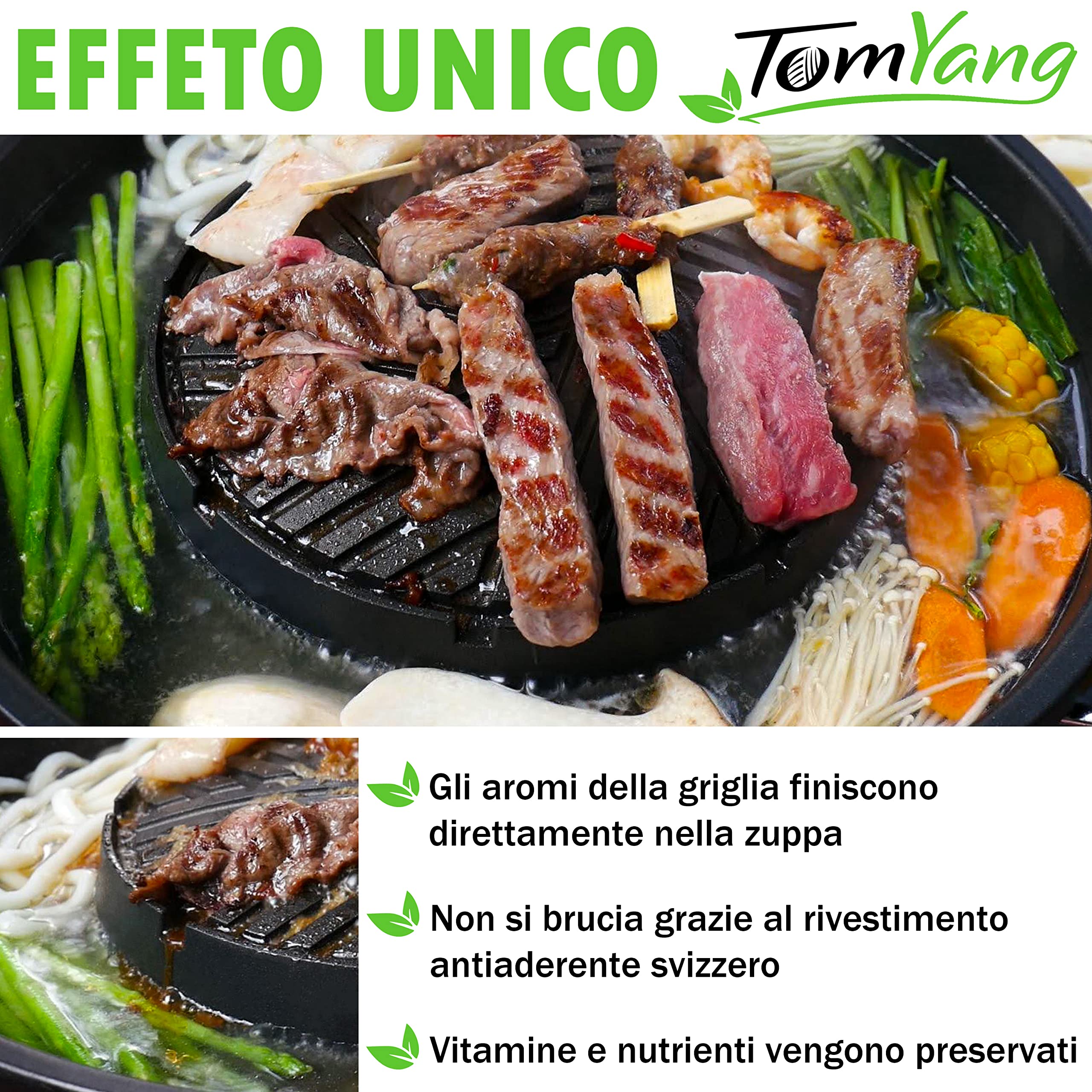 TomYang Hot Pot – Il Grill Thailandese Originale, Progettato in Germania, Rivestimento Antiaderente Svizzero, oltre 100 Video Tutorial e Ricette. Korean BBQ, Hotpot, Pentola Mookata Thai Hot Pot