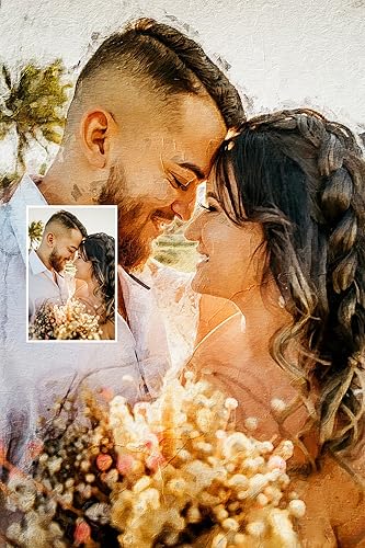 Miniatura 8 de Awesometik Pintura de retrato de foto regalo personalizado arte de pared impresión digital sobre lienzo (Familiar)