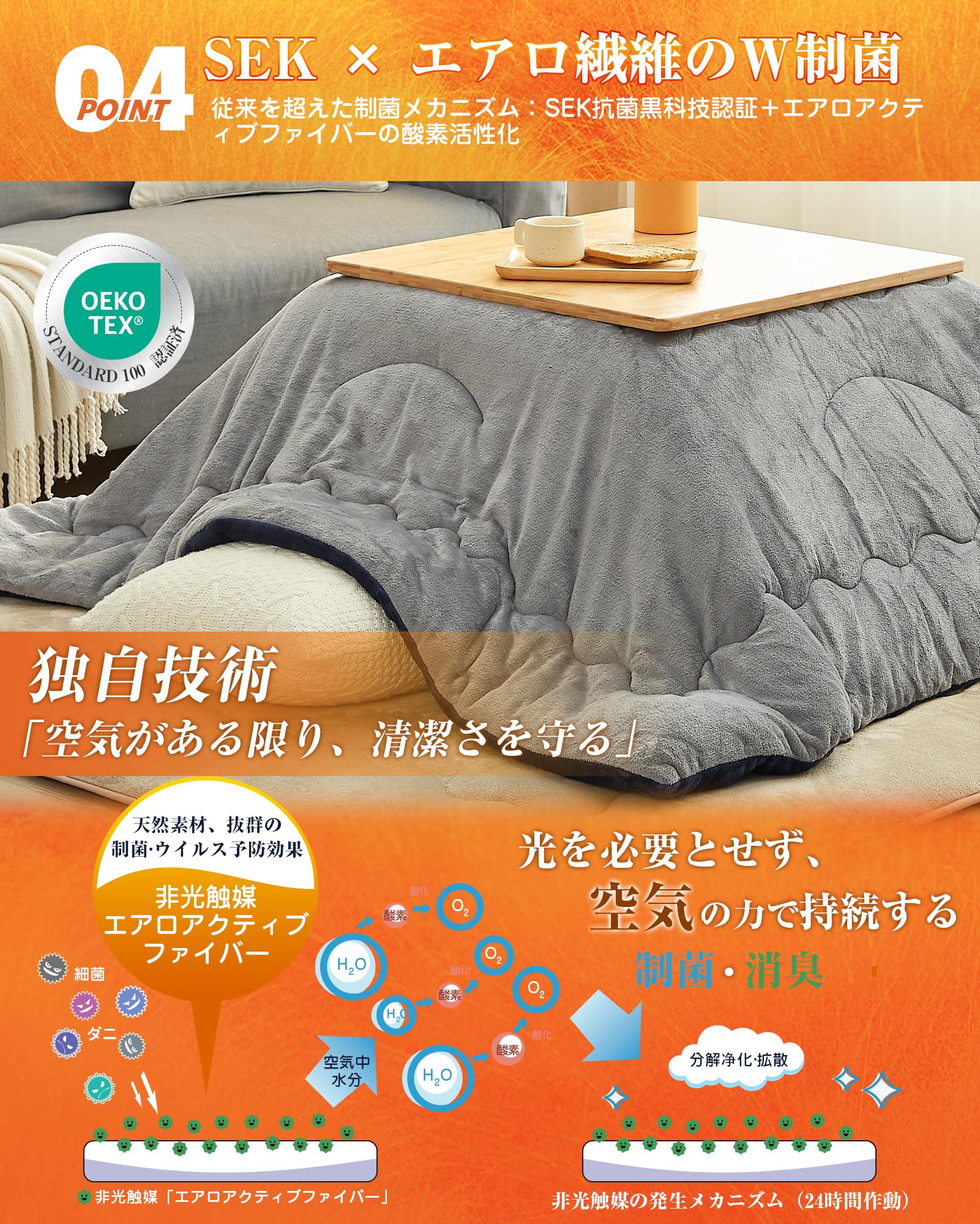 Amazon｜VK Living こたつ布団 長方形 単品185×235cm 中綿1.8kg