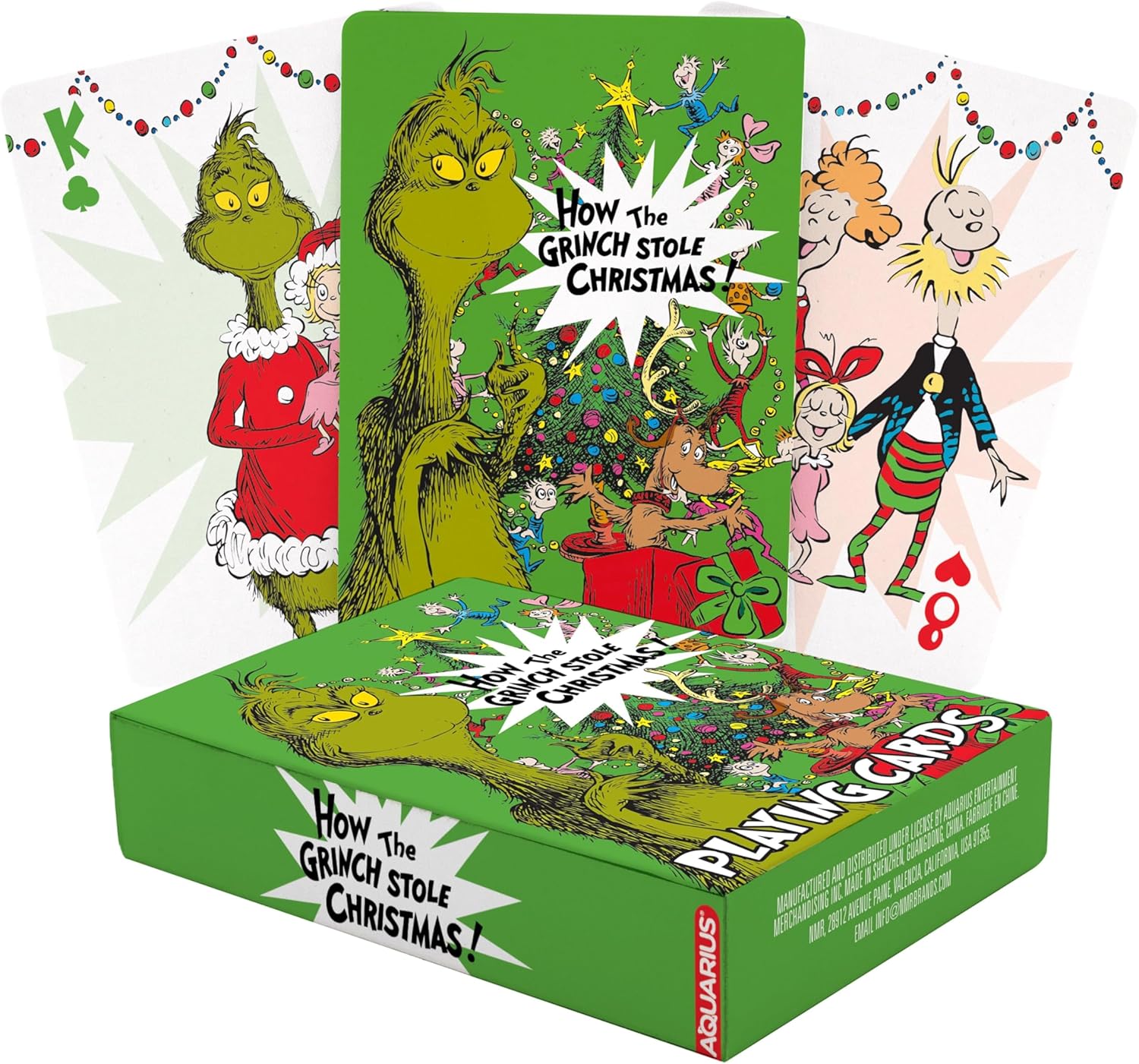 Aquarius Grinch Playing Cards – Deck of Cards for Your Favorite Card Game-Officially Licensed Grinch Merchandise & Collectibles-Poker Size w Linen Finish