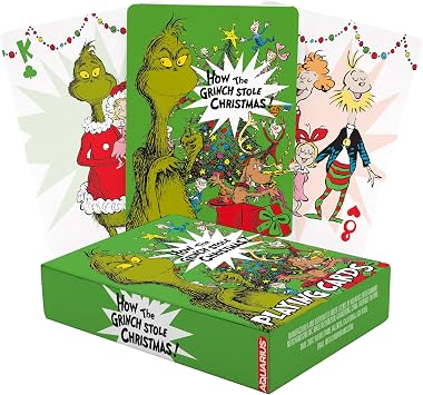 Aquarius Grinch Playing Cards Deck of Cards for Your Favorite Card Game-Officially Licensed Grinch Merchandise & Collectibles-Poker Size w Linen Finish
