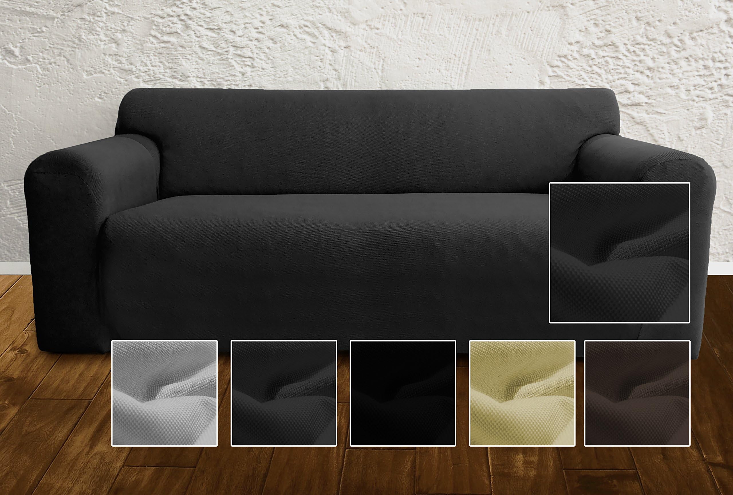 Elastic couch cover, bi-elastic stretch cover, sofa cover, slipcover to fit many popular two-seater sofas, 2 seater, anthracite