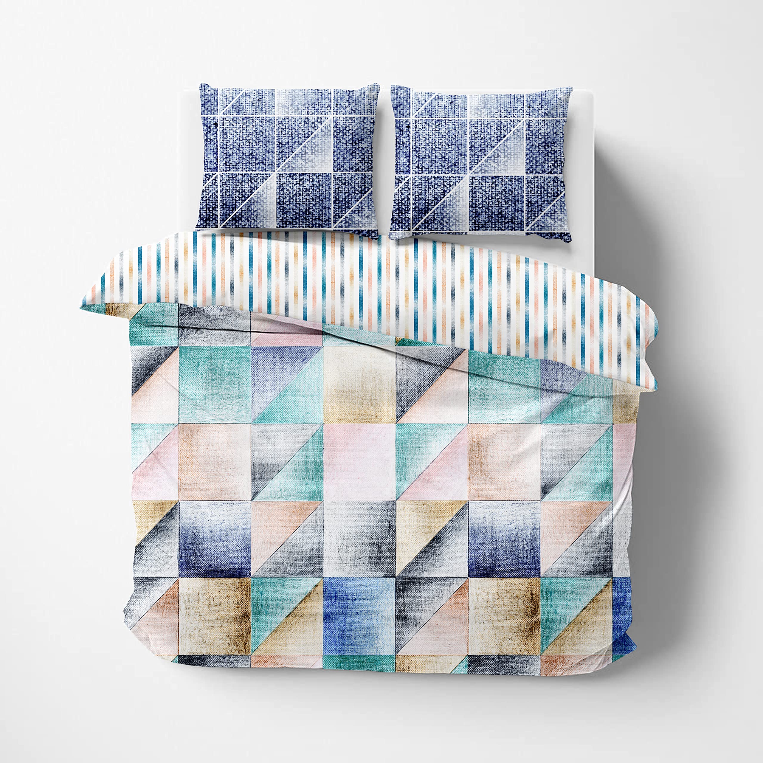 DELARA Organic Cotton King Duvet Cover Set – 3 Piece Bedding Set - Soft King Comforter Cover w/ 2 Shams, Cover has Buttons + Corner Ties – Machine Washable - GOTS Certified