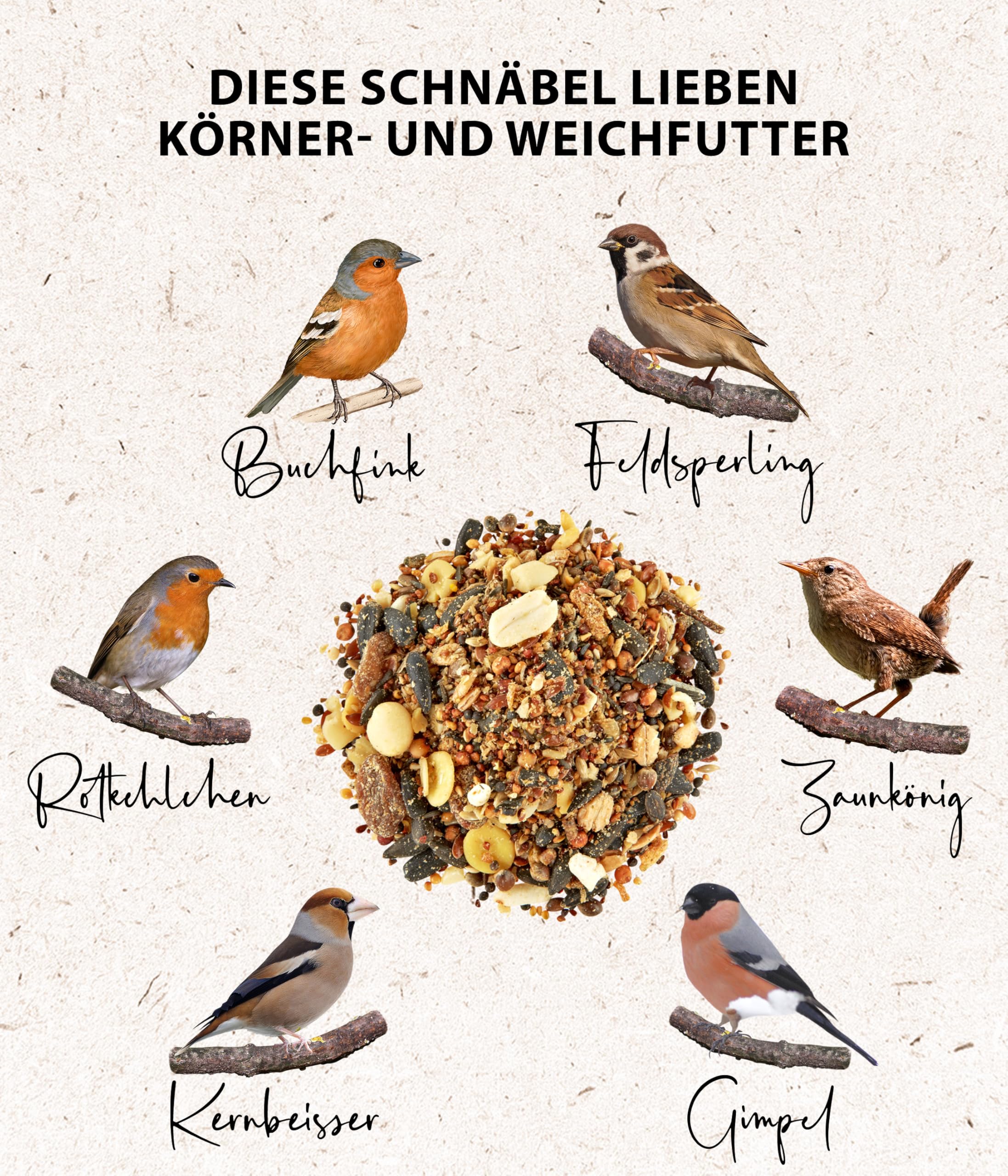 Dehner Natura Premium Mangime per Uccelli Selvatici, Cereali e mangime Morbido, 5 kg