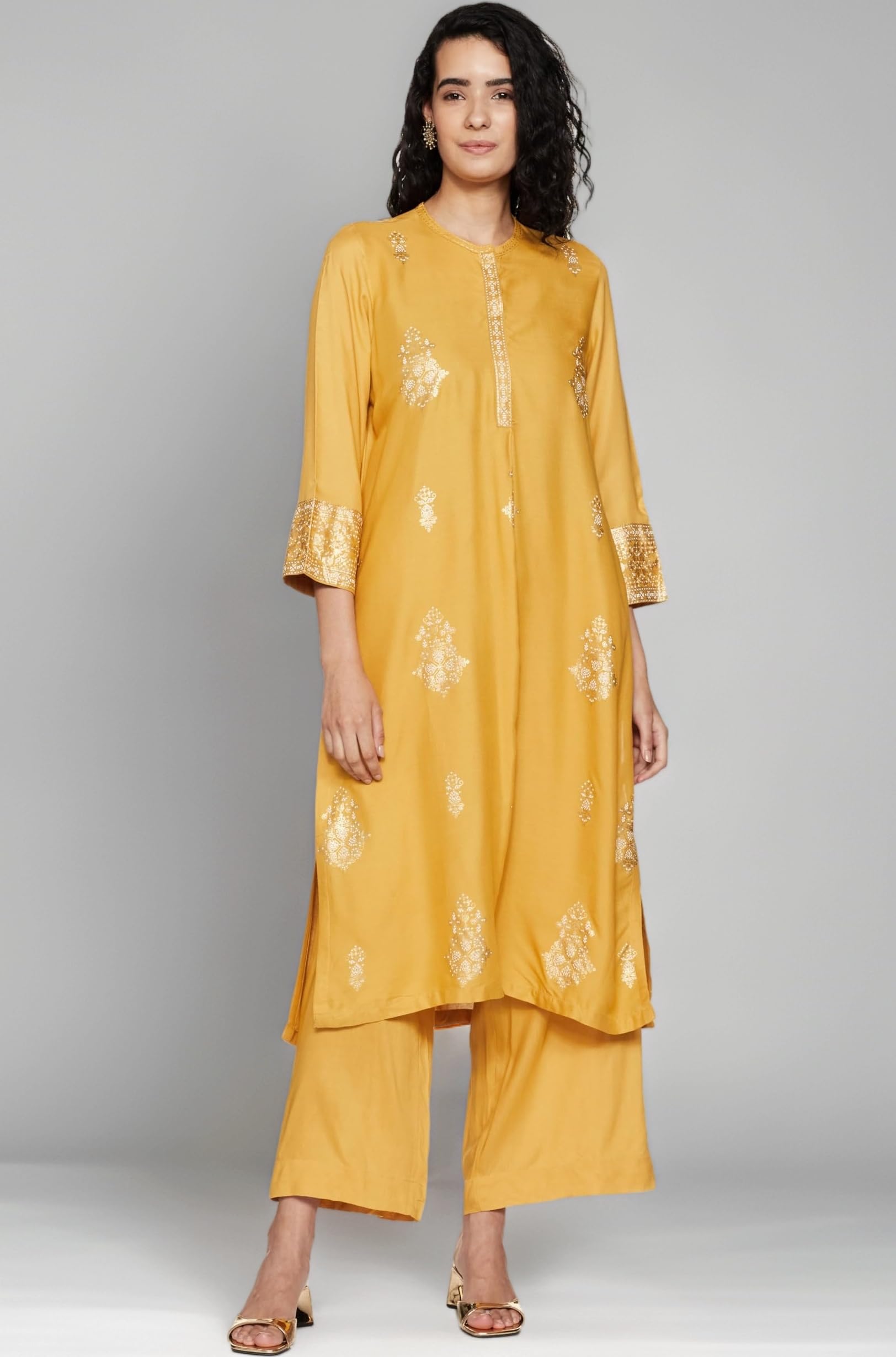 BIBA Women Rayon Straight Kurta Palazzo 2 Piece Set