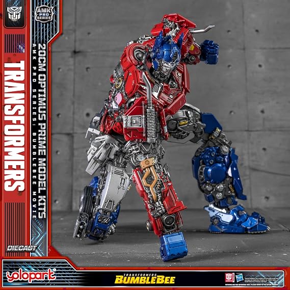 YOLOPARK Transformers: Bumblebee Optimus Prime Action Figure with Dual Modes - Cybertron & Earth,AMK PRO Series 7.87 Inch Highly Articulated Transformer Toys for Ages 15 and Up,No Converting Model Kit