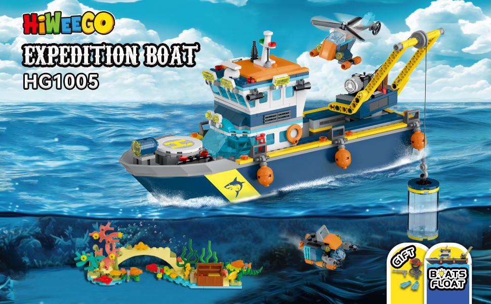 Amazon.com: HiWEEGO City Floatable Boat Building Set with LED