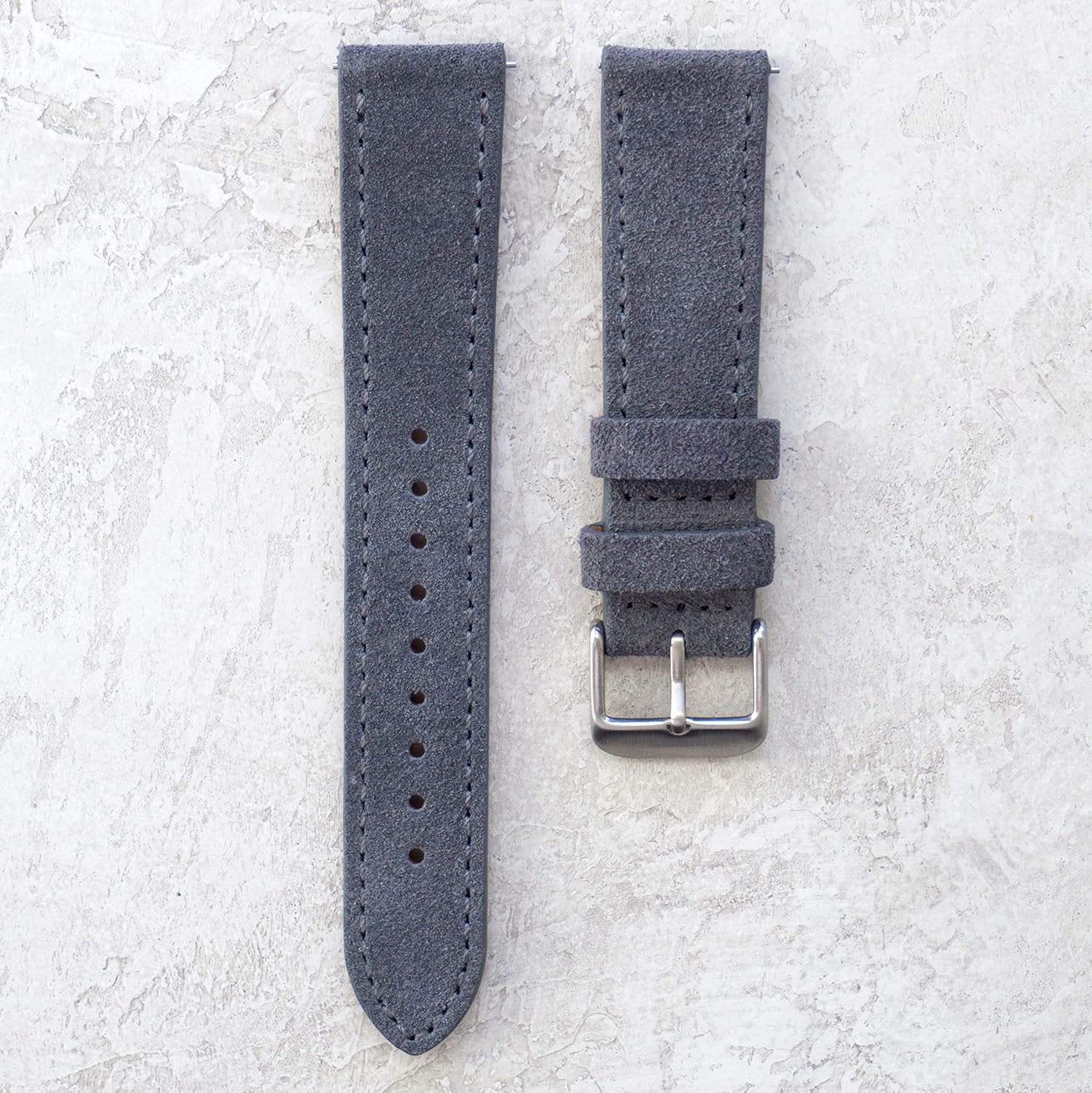 Benchmark Suede Watch Strap - Rustic Suede Leather Watch Band with Quick Release Spring Bars - Choice of Color & Width - 18mm, 20mm or 22mm