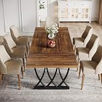 Tribesigns Dining Table for 6 People, 70.86-Inch Rectangle Wood Kitchen Table with Heavy Duty Metal Frame for Kitchen, Living Room (Retro Brown & Black)