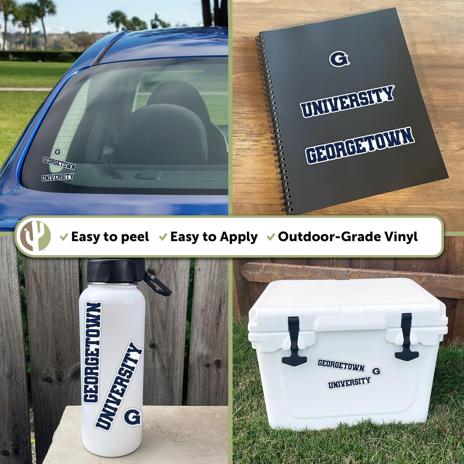 Desert Cactus Georgetown University Sticker Hoyas GU Name Logo Vinyl Decal Laptop Water Bottle Car Scrapbook (15 Inch Sticker Version B)