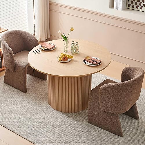 Miniatura 12 de NORDICANA Juego de mesa de comedor redonda de 5 piezas para 4, moderno juego de mesa y sillas de cocina de 47 pulgadas, juego de comedor con 4