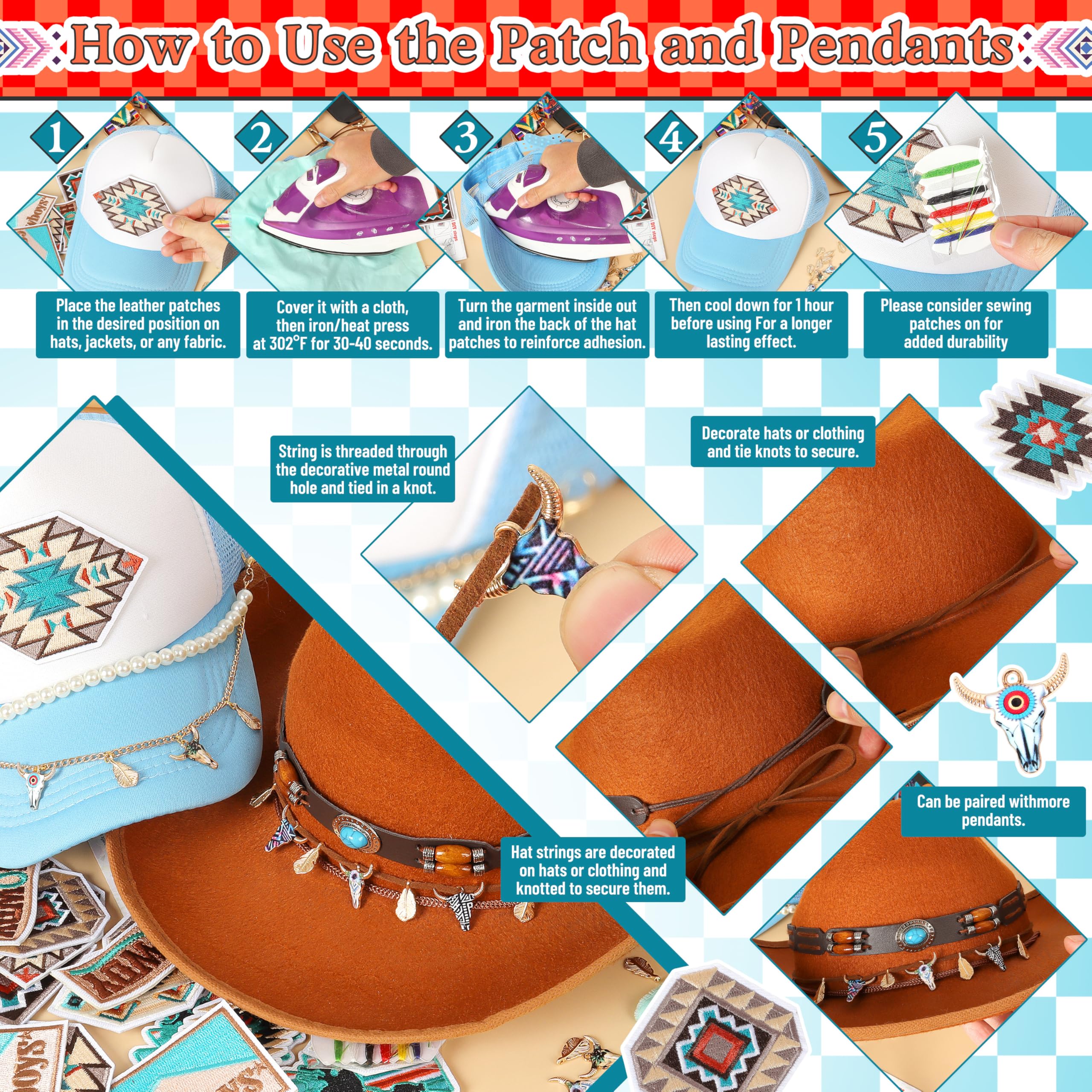 Parches bordados para planchar del suroeste para ropa: Meneng Western, 32 parches para coser para manualidades, parches bordados vintage para vaqueros, vaqueras, sombreros, mochilas, chaquetas