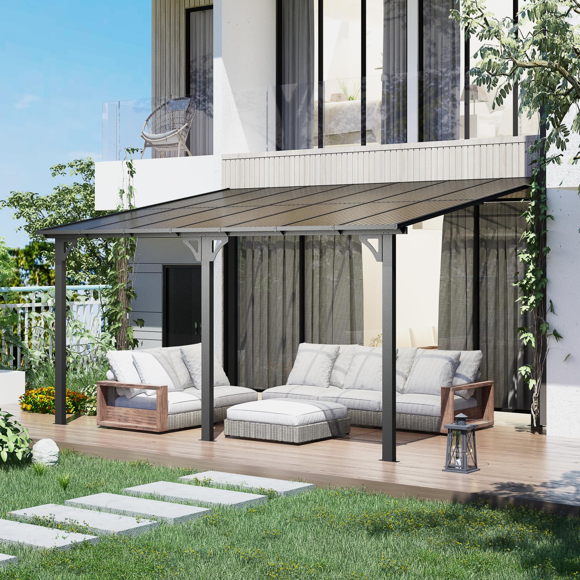 U-MAX 10x14 Outdoor Lean-to Gazebo installed on a patio