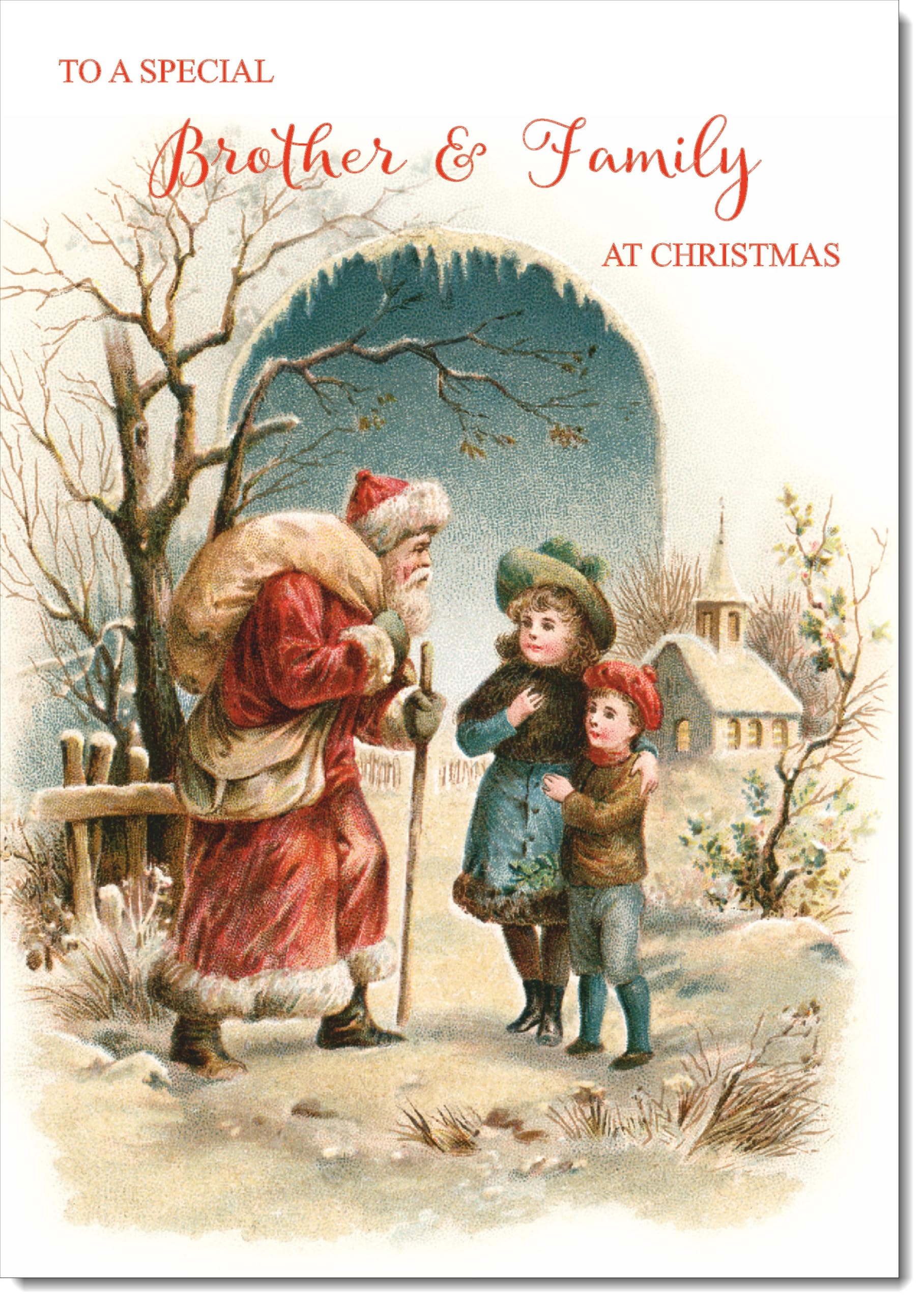 doodlecards Brother and Family Christmas Card Victorian Style Large A4 Size Christmas Card for Brother & Family with Plain Envelope