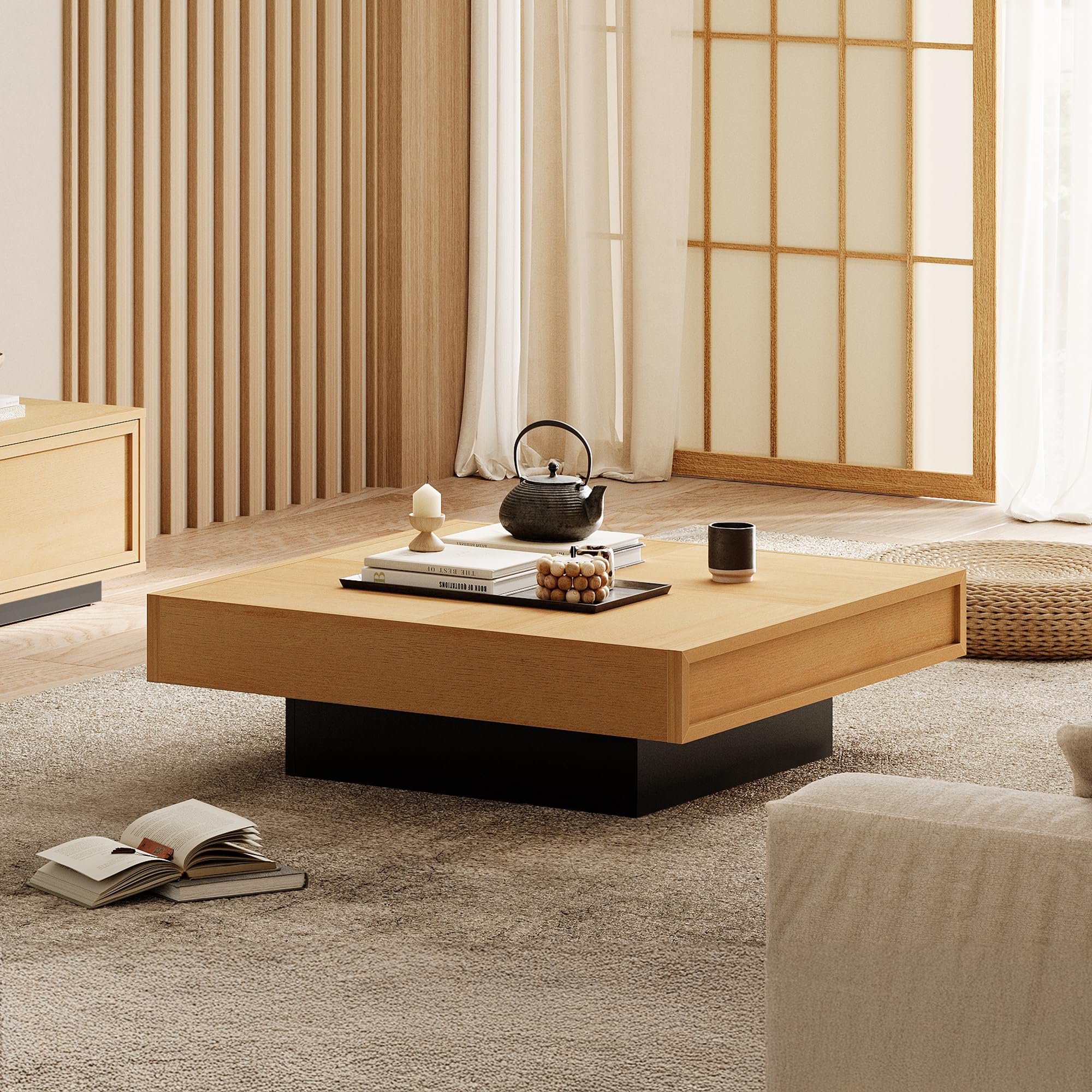 Amazon｜WAMPATローテーブル センターテーブル 正方形 木制 コーヒー