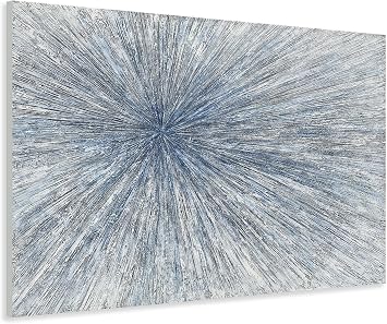 Yihui Arts Hand Painted Abstract Boho Sun Wall Art in Light Blue and White - Textured Painting for Living Room, Bedroom or Bathroom Decor - Picture-Perfect Artwork