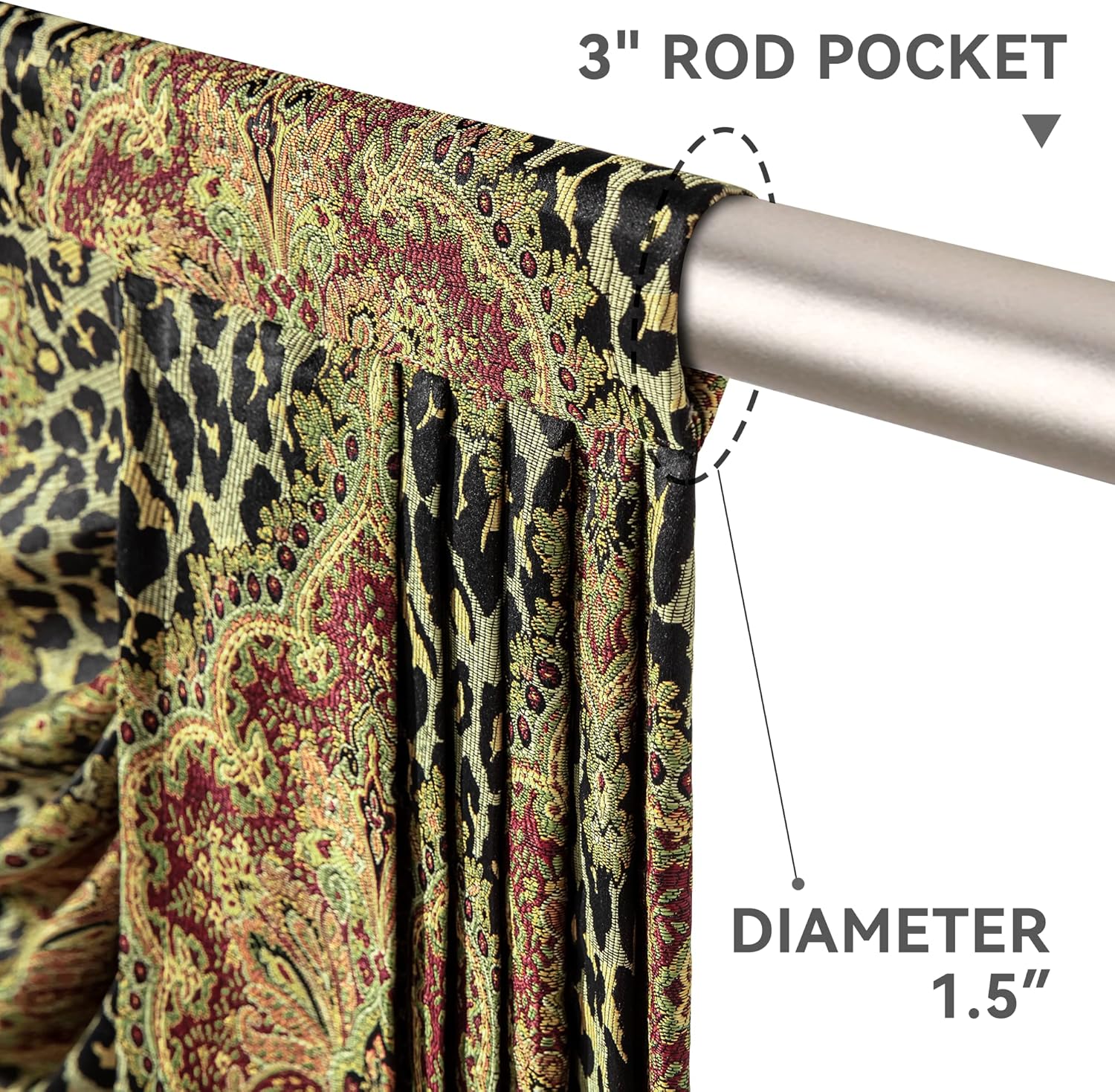 Loom and Mill Luxury Waterfall Valances for Windows, Boho Jacquard Thick Swag Waterfall Curtains Valance with Tassels for Living Room, Bedroom Party Banquet Decorations (Leopard, W39 Inch, 1 Panel)