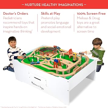 Melissa & Doug Deluxe Wooden Multi-Activity Play Table for Playroom